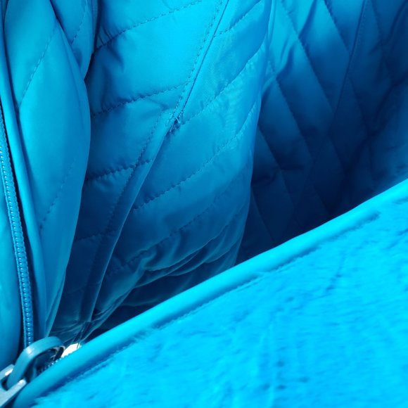 Women's Turquoise Lined Faux Fur Full Zip Inner Outer Pockets Jacket Coat Vest - Picture 7 of 12